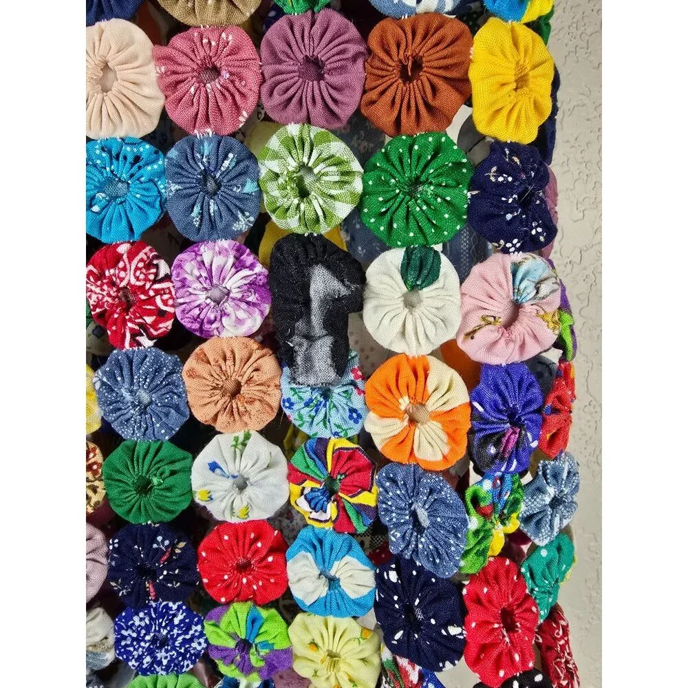 Handmade Yo-Yo Patchwork Vest - Colorful Folk Art Wearable Boho - Picture 5 of 5